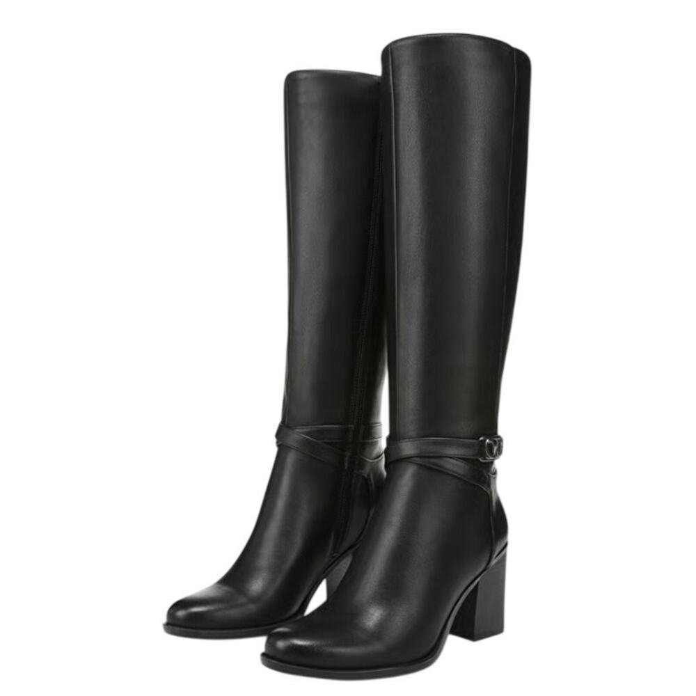 Naturalizer Womens Jane Heeled Knee High Boots Size 8 M Black Faux Leather NIB